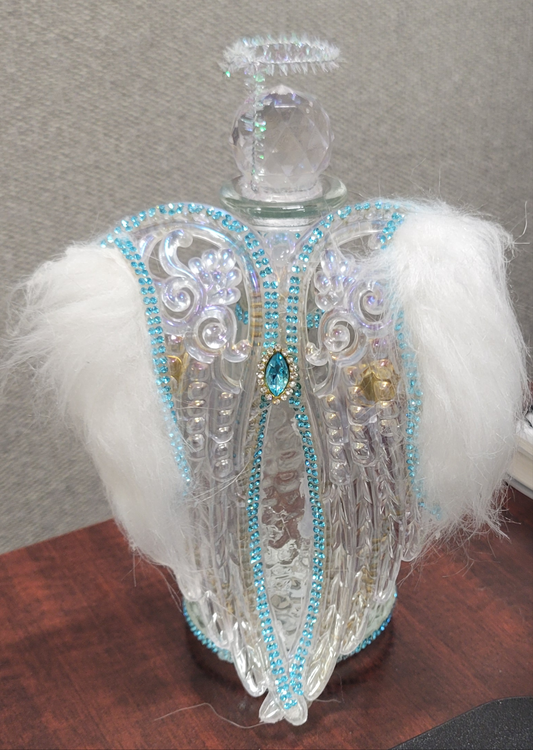 Angel bottle blue rhinestone