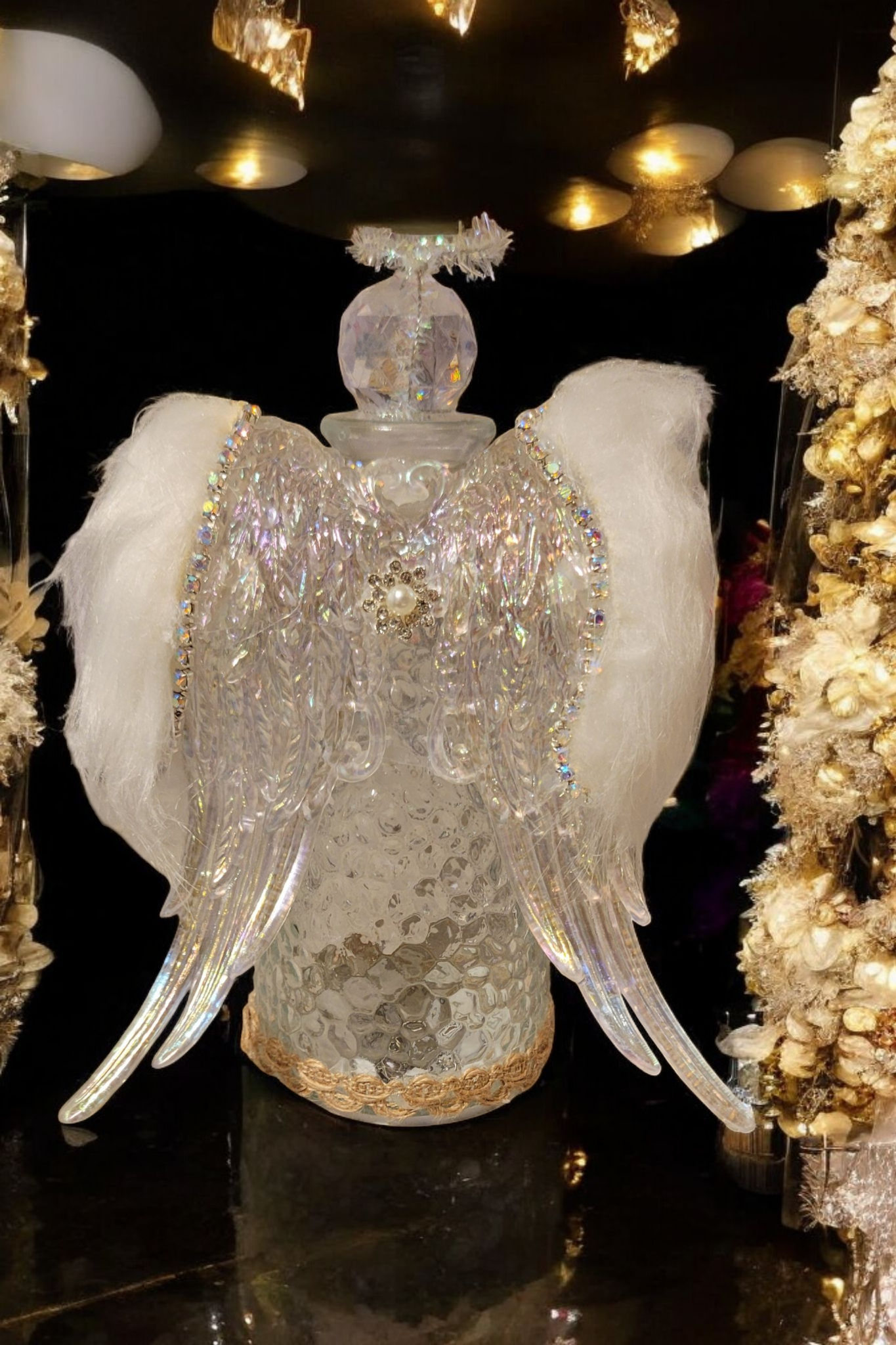 Lighted Hammered Glass angel bottle