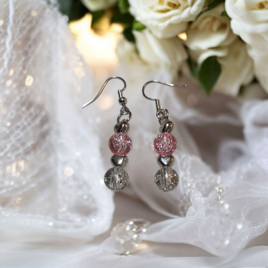 Pink & clear Dangle earrings