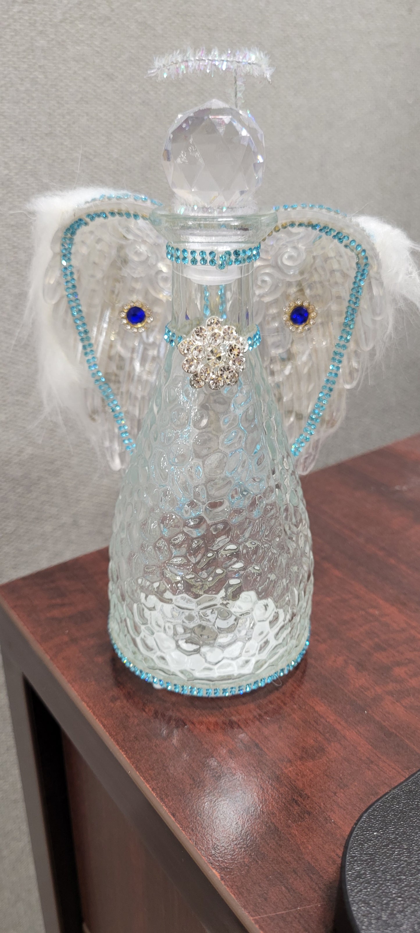 Angel bottle blue rhinestone